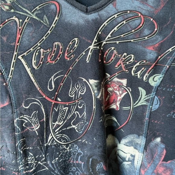 Christopher & Banks Black Floral Graphic Blouse - Picture 4 of 5